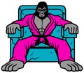 Karate gorilla sitting on a throne vector