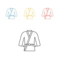 Karate or judo uniform. Kimono line icon