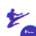 Karate Jump Kick. Fighter. Human Body. Sport Symbol. Martial Arts. Vector Illustration
