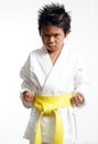 Karate Kid with yellow belt Royalty Free Stock Photo