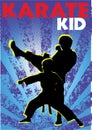 Karate kids poster. Vector. Royalty Free Stock Photo