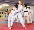 Karate kids training in gym