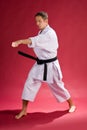 Karate man with black belt Royalty Free Stock Photo