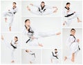 The karate man with black belt training karate Royalty Free Stock Photo