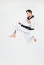 The karate man with black belt Royalty Free Stock Photo