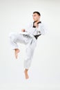 The karate man with black belt Royalty Free Stock Photo