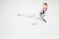 The karate man with black belt Royalty Free Stock Photo