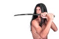 Karate man with katana Royalty Free Stock Photo