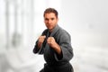 Karate man in a kimono Royalty Free Stock Photo