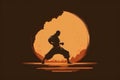 Karate man trainingial arts concept designed using grunge brush graphic vector.