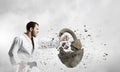 Karate man in white kimino Royalty Free Stock Photo