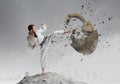 Karate man in white kimino Royalty Free Stock Photo