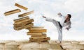 Karate man in white kimino Royalty Free Stock Photo