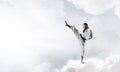 Karate man in white kimino Royalty Free Stock Photo