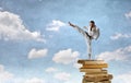 Karate man in white kimino Royalty Free Stock Photo