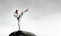 Karate man in white kimino Royalty Free Stock Photo