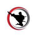 karate martial art combat pose vector icon logo design