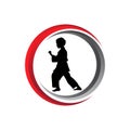 karate martial art combat pose vector icon logo design