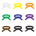 Karate martial arts color belts icons set eps10