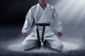 Karate martial arts fighter on dark background Royalty Free Stock Photo