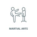 Karate, martial arts, kung fu, tae kwon do vector line icon, linear concept, outline sign, symbol