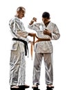 Karate men teenager student teacher teaching