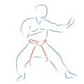 Karate moves, stylized karateka vector illustration