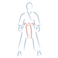 Karate moves, stylized karateka vector illustration