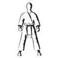 Karate moves, stylized karateka vector