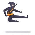 Karate ninja icon, cartoon style