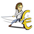 Karate ninja slash euro Royalty Free Stock Photo