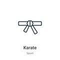 Karate outline vector icon. Thin line black karate icon, flat vector simple element illustration from editable sport concept Royalty Free Stock Photo