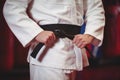 Karate player in black belt