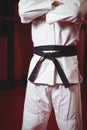 Karate player in black belt