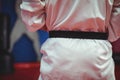 Karate player in black belt Royalty Free Stock Photo