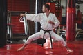 Karate player performing karate stance