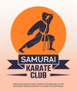 Karate poster. samurai club fighters placard with place for text. Vector template