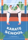 Karate school poster flat vector template