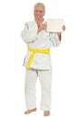 Karate Senior man with poster Royalty Free Stock Photo