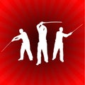 Karate Sensei with Sword on Glowing Red Background