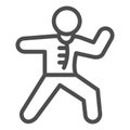 Karate sportsman line icon, self defense concept, karate kick sign on white background, martial arts master icon in Royalty Free Stock Photo