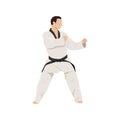 Karate stance character illustration. Asian martial art