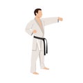 Karate stance character illustration. Asian martial art