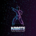 Karate stance neon line art style perfect for poster, banner, landing page, tshirt, and other merchandise