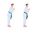 Karate students flat color vector faceless character set Royalty Free Stock Photo