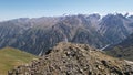 Karate training on a peak among the mountains. Royalty Free Stock Photo