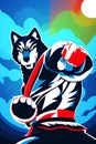 Karate wolf for gym advertising. Generative AI