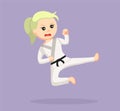 Karate woman give a kick Royalty Free Stock Photo