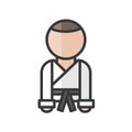 Karateka avatar. Karate man in a kimono. Profile user, person. People icon. Vector illustration