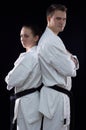Karateka couple Royalty Free Stock Photo